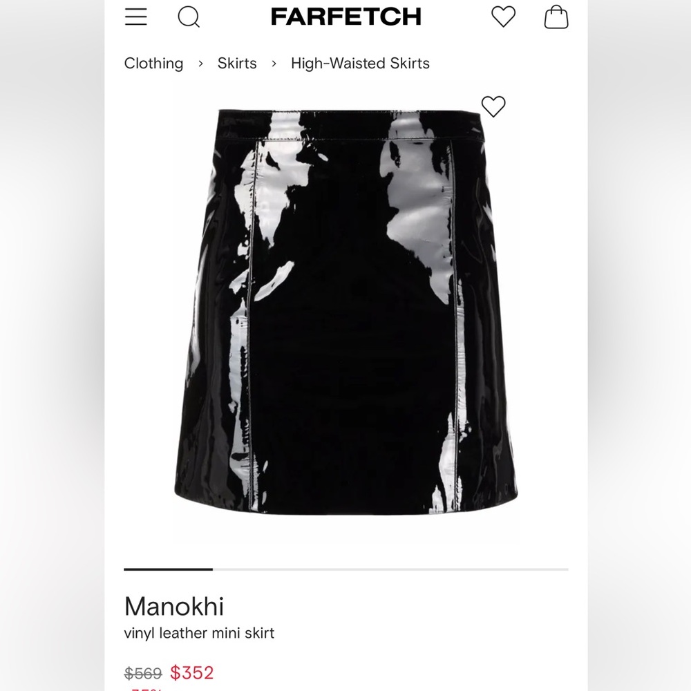MANOKHI genuine leather Black High-Waisted Vinyl Mini Skirt